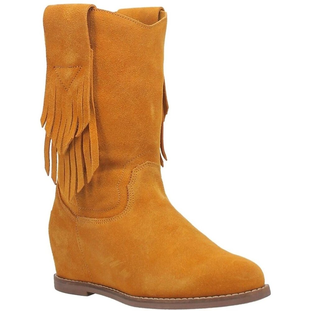 Dingo Kelsey Women's Suede Western Boots Fringe Mustard Size 10M
